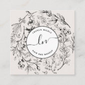 Moderne botanische Blush-Schwarz-weiße Skriptiniti Quadratische Visitenkarte (Vorderseite)