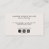 Moderne botanische Blush-Schwarz-weiße Skriptiniti Visitenkarte (Rückseite)