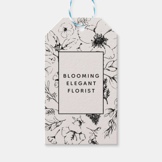 Moderne botanische Blush- und Black-Delivery-Tag Geschenkanhänger (Vorderseite)