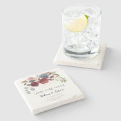 Moderne botanische Blüte Save the Date Steinuntersetzer (Seitenansicht)