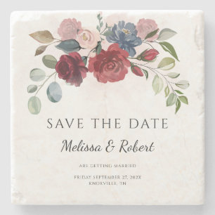 Moderne botanische Blüten Floral Save-The-Date-Kar Steinuntersetzer
