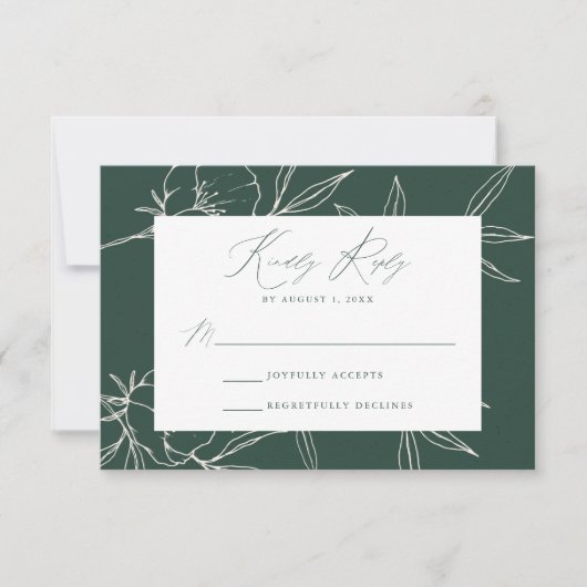 Moderne Botanische Blütenblütenhochzeit RSVP Karte (Vorderseite)