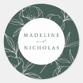 Moderne Botanische Blütenblütenhochzeit Runder Aufkleber