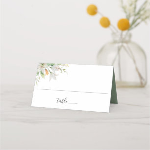 Moderne Botanische Blütenhochzeit Platzkarte