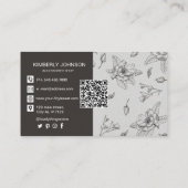 Moderne botanische braune Visitenkarte (Rückseite)