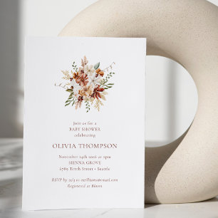 Moderne botanische Burgundy Bouquet Babydusche Einladung