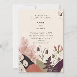 Moderne botanische Collage-Hochzeit Einladung