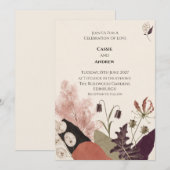 Moderne botanische Collage-Hochzeit Einladung (Vorne/Hinten)