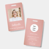 Moderne Botanische Dusty Rose Boho-Foto Ausweis (Vorder- & Rückseite)