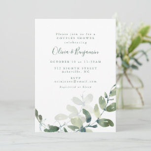 Moderne botanische Eukalyptus-Boho-Paar-Dusche Einladung