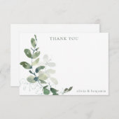 Moderne botanische Eukalyptus Custom Wedding Dankeskarte (Vorne/Hinten)