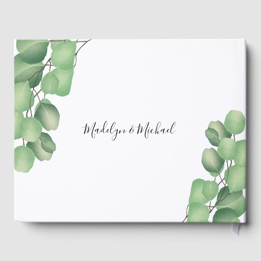 Moderne botanische Eukalyptus-Foliage Gästebuch (Rückseite)
