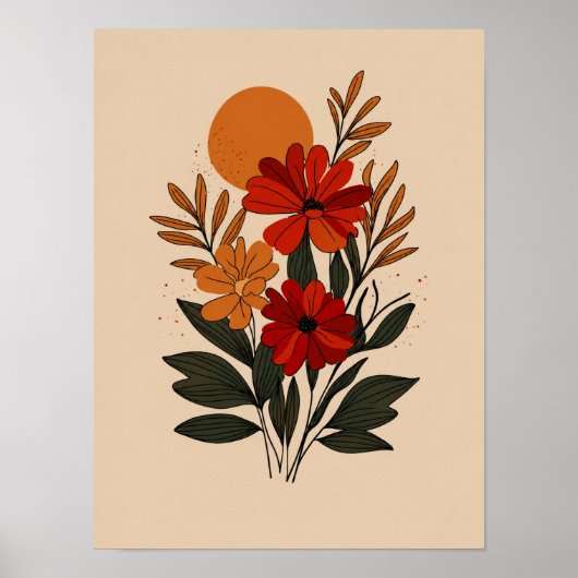 Moderne botanische Floral-Wandkunstposter Poster (Vorne)