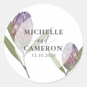 Moderne botanische florale Aquarell-Hochzeit Klass Runder Aufkleber