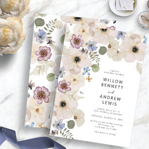 Moderne Botanische Florale Boho-Hochzeit Einladung
