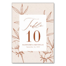 Moderne botanische florale Creme- und Zimt-Hochzei