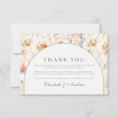 Moderne Botanische Florale Hochzeit Dankeskarte (Vorderseite)