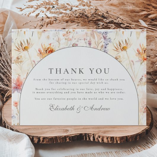 Moderne Botanische Florale Hochzeit Dankeskarte