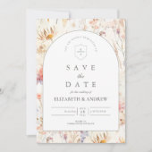 Moderne Botanische Florale Hochzeit Save The Date (Vorderseite)