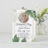 Moderne botanische Foto-Pensionierung Party Einlad Einladung (Stehend Vorderseite)