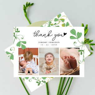 Moderne botanische Fotocollage Baby Shower im Früh Dankeskarte