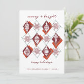 Moderne botanische Freude und helle rote Weihnacht Feiertagskarte (Stehend Vorderseite)