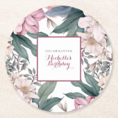 Moderne Botanische Gartenanlage Blumengeburt Party Runder Pappuntersetzer (Vorderseite)