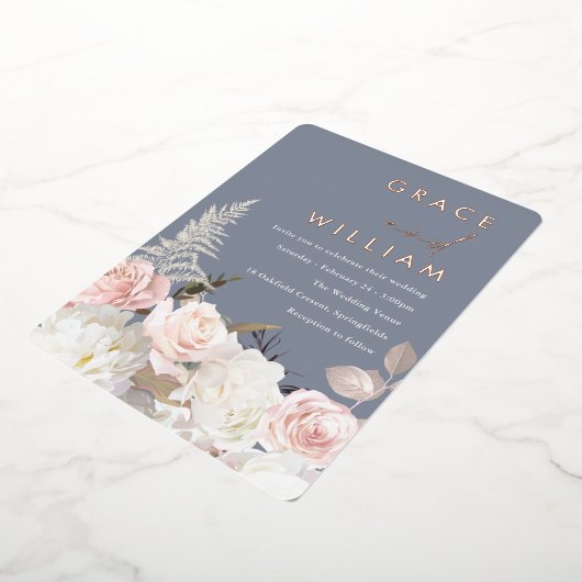 Moderne Botanische Gartenhochzeit Folieneinladung (Gedreht)