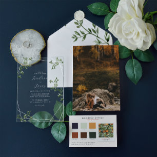 Moderne botanische geometrische Hochzeit Mattier Acryleinladungen