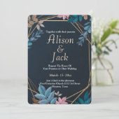 Moderne botanische Geometrische Rahmenhochzeit Einladung (Stehend Vorderseite)