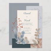 Moderne botanische Geometrische Terracotta Hochzei Einladung (Vorne/Hinten)