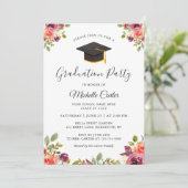 Moderne botanische Girl Grad Graduierungsparty Einladung (Stehend Vorderseite)