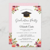 Moderne botanische Girl Grad Graduierungsparty Einladung (Vorne/Hinten)
