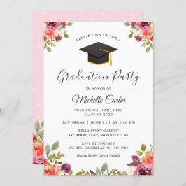 Moderne botanische Girl Grad Graduierungsparty Einladung