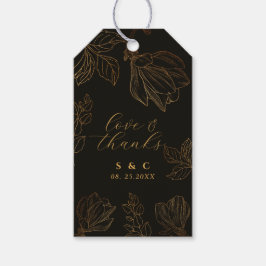 Moderne Botanische Goldene Schwarze Hochzeit Geschenkanhänger