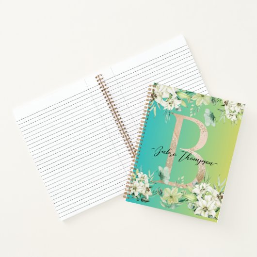 Moderne botanische Gradientgrün Notizblock (Innenseite)