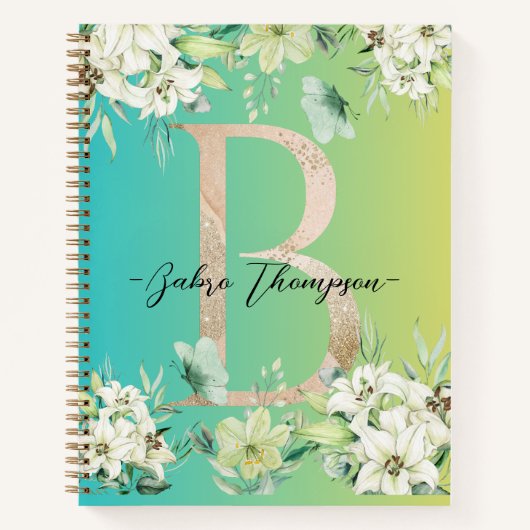 Moderne botanische Gradientgrün Notizblock (Vorderseite)