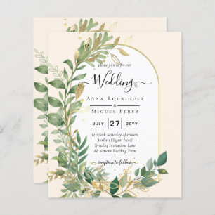 Moderne botanische Greenerie Leaf Gold Wedding Ein