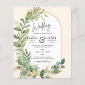 Moderne botanische Greenerie Leaf Gold Wedding Ein (Vorderseite)