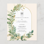 Moderne botanische Greenerie Leaf Gold Wedding Ein Flyer (Hinten)