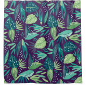 Moderne botanische grüne Blätter Nahtloses Muster Duschvorhang (Vorderseite)