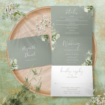 Moderne botanische Grüne-Foto-Hochzeit in Salbei-G