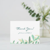 Moderne botanische Grüne Hochzeit Dankeschön Karte (Stehend Vorderseite)