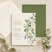 Moderne botanische grüne Hochzeit Einladung