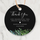 Moderne Botanische Grüne Schwarze Hochzeit Geschenkanhänger (Vorderseite)