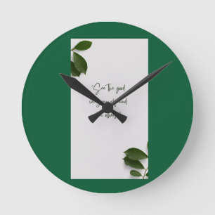 Moderne botanische grüne Wanduhr