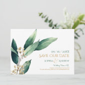 Moderne botanische Grüntöne rustikal Save-the-Date Save The Date (Stehend Vorderseite)