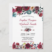 Moderne Botanische Hochzeit der Marine Einladung (Vorderseite)