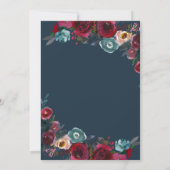 Moderne Botanische Hochzeit der Marine Einladung (Rückseite)