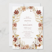 Moderne Botanische Hochzeit des Burgunderts Einladung (Vorderseite)